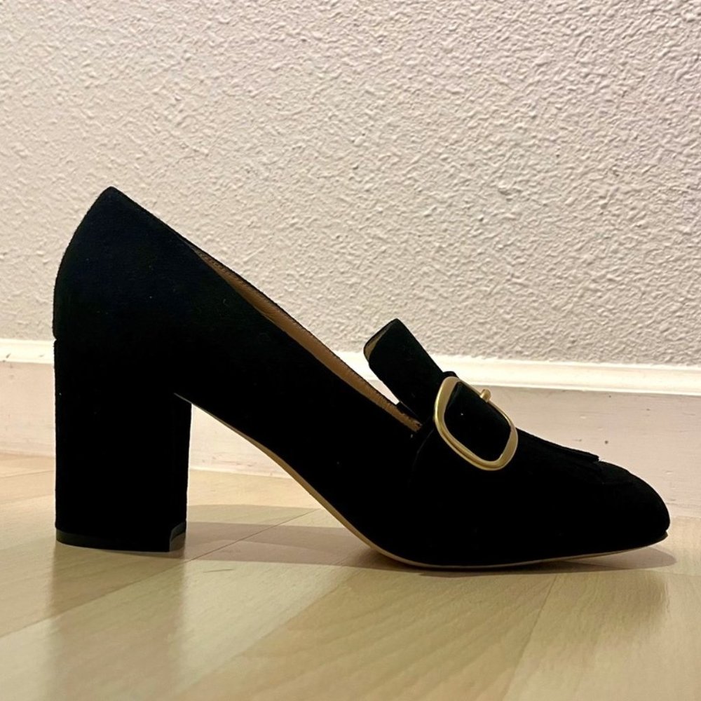 M. Gemi Lettura Loafer Heel EU 40 / 9M, black suede buckle, fits like 40.5 / 9.5